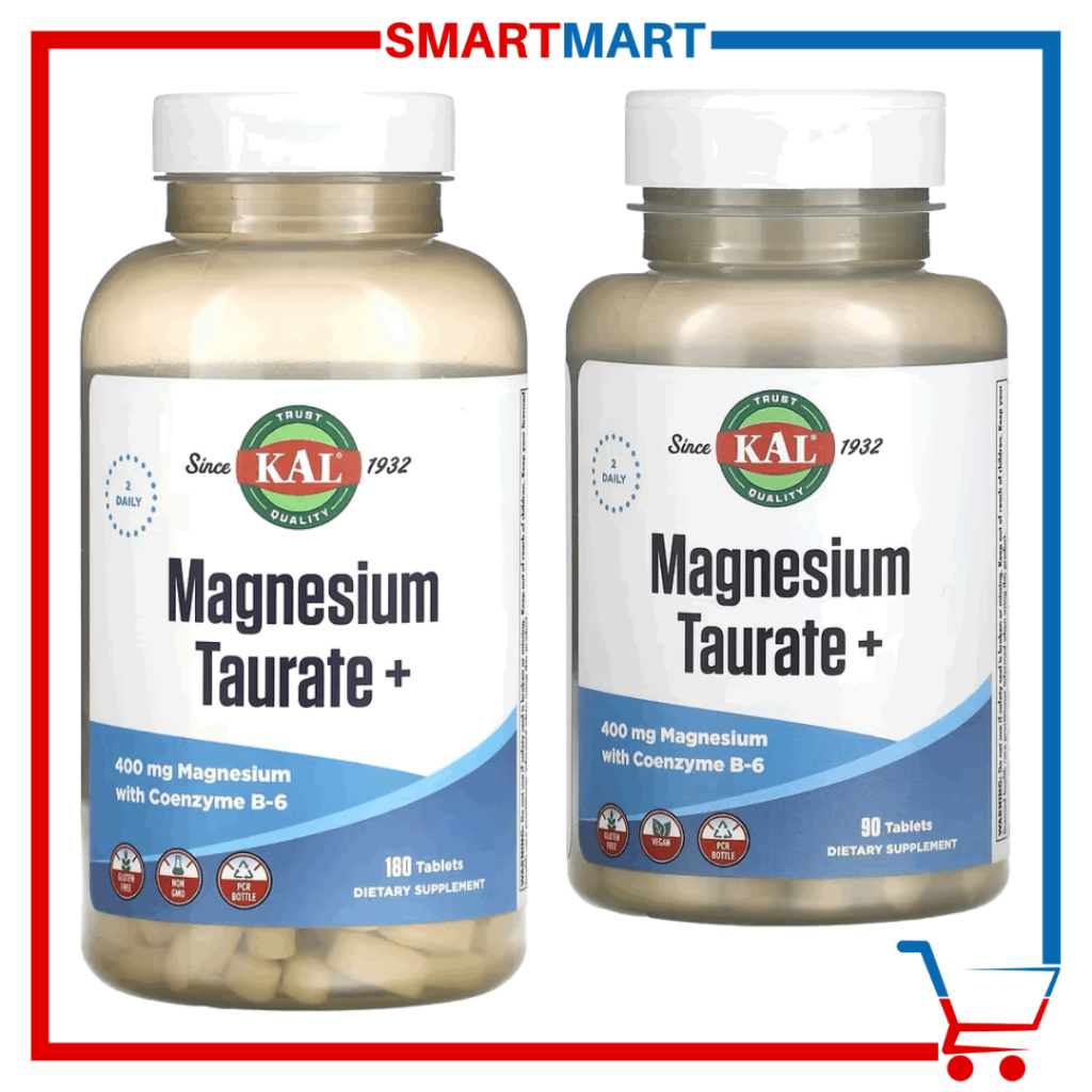 KAL Magnesium Taurate Plus 400 mg 90 or 180 Tablets with Coenzyme B6