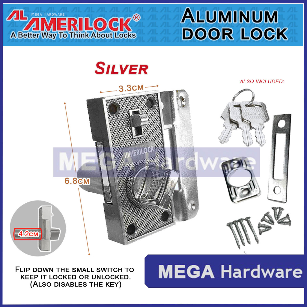 AMERILOCK Screen Door Lock Set with screws, Aluminum Door / Window Lock ...