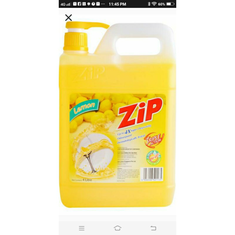 Zip dishwashing Liquid Lemon 4L Shopee Philippines