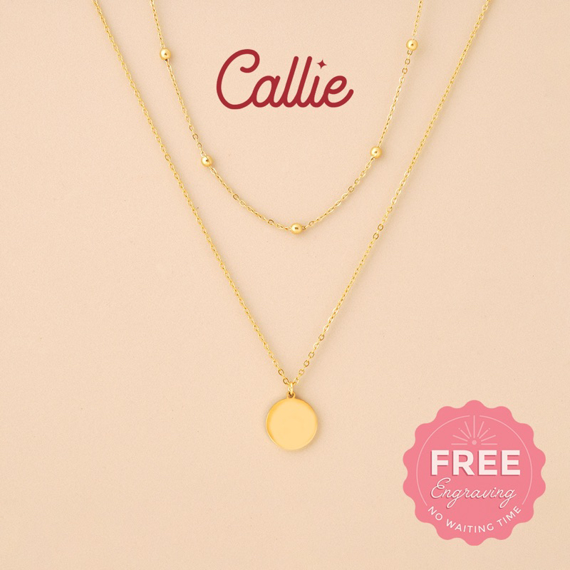 Callie Stainless Steel Beaded Layered Necklace Engraving Shop Callie ...