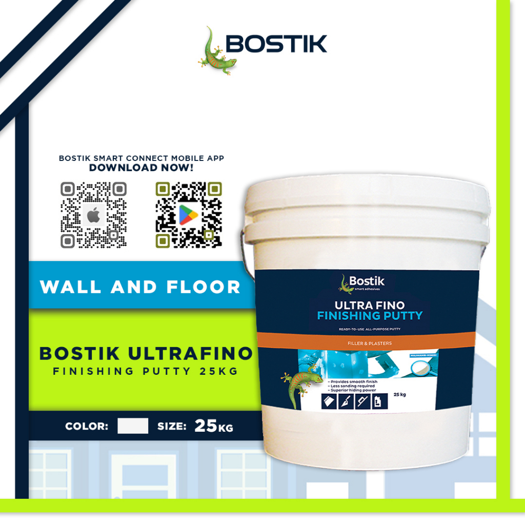 BOSTIK Ultrafino Finishing Putty, 25KG, White, Filling, Levelling