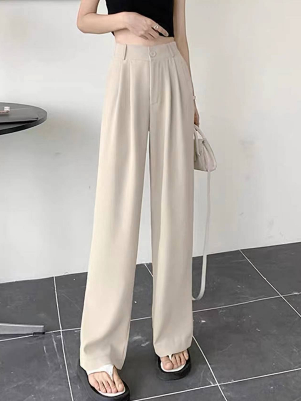 Casual high waist pants for women wide leg pants for women plain korean ...