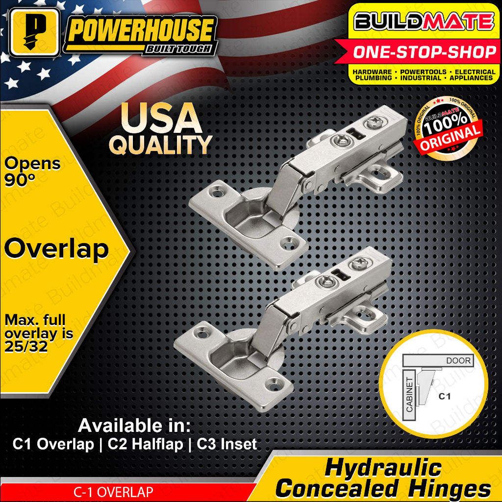 BUILDMATE Powerhouse Hydraulic Soft Close Concealed Hinges Over Lap