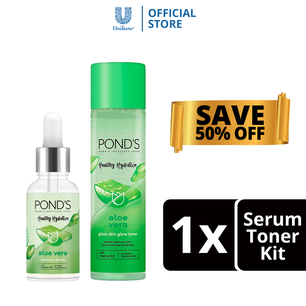 POND'S Healthy Hydration Aloe Vera Hyaluron Serum 30g + Glass Skin