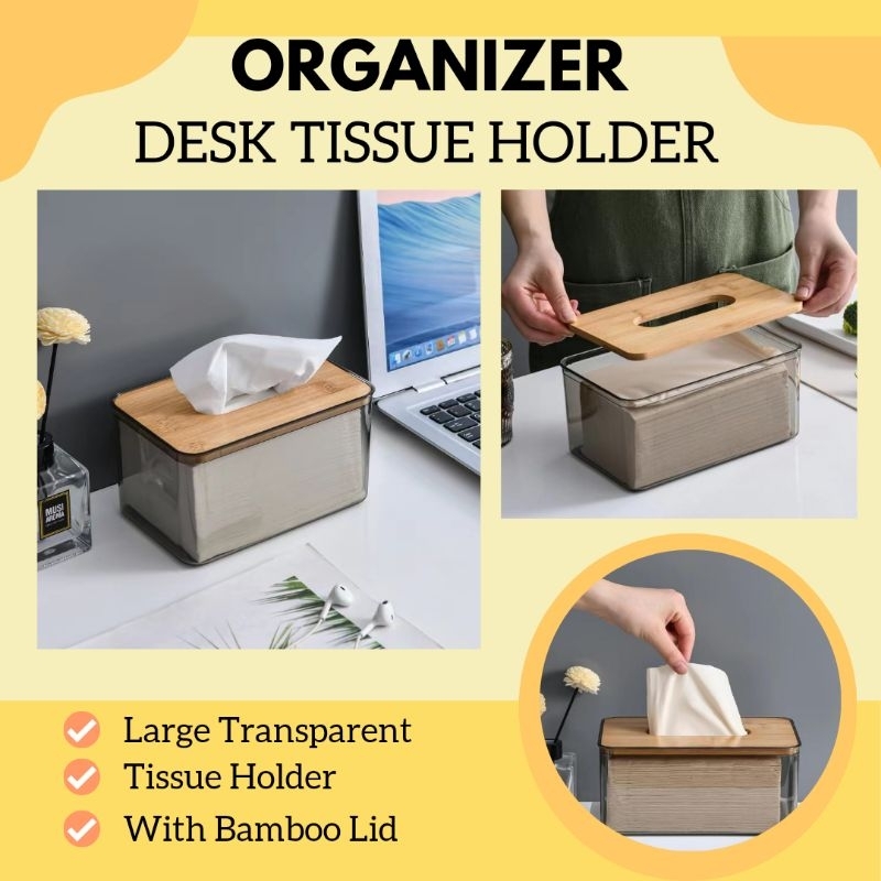 Nordic Rectangular Minimalist Transparent Desk Tissue Holder Box With ...