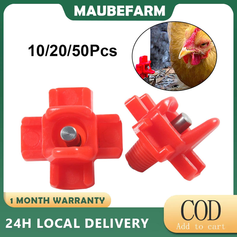 20 Pack Water Feeding Kit Horizontal Side Mount Drink Chicken Nipple Drinkers