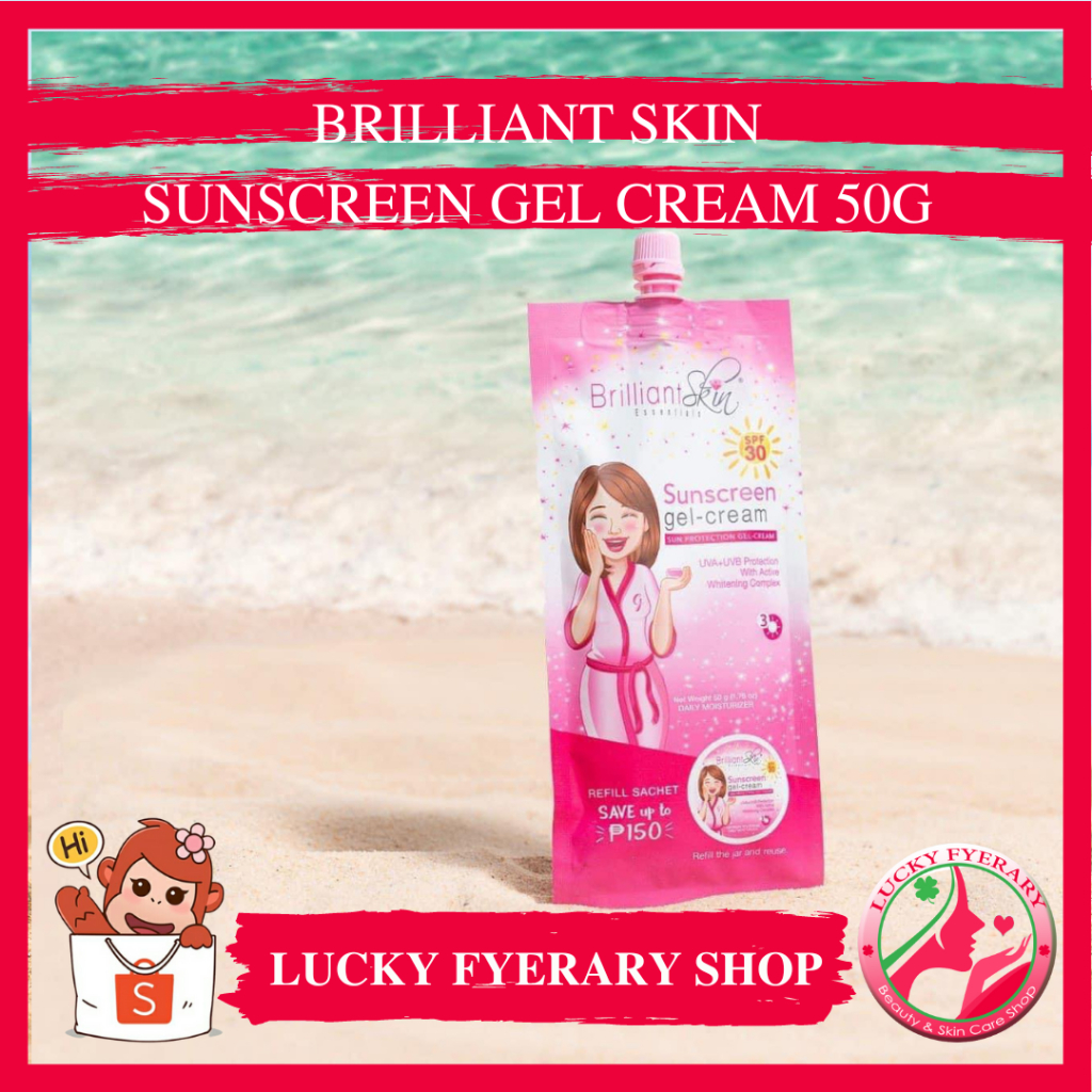 ***BRILLIANT SUNSCREEN GEL CREAM SACHET 50G CLASSIC*** | Shopee Philippines