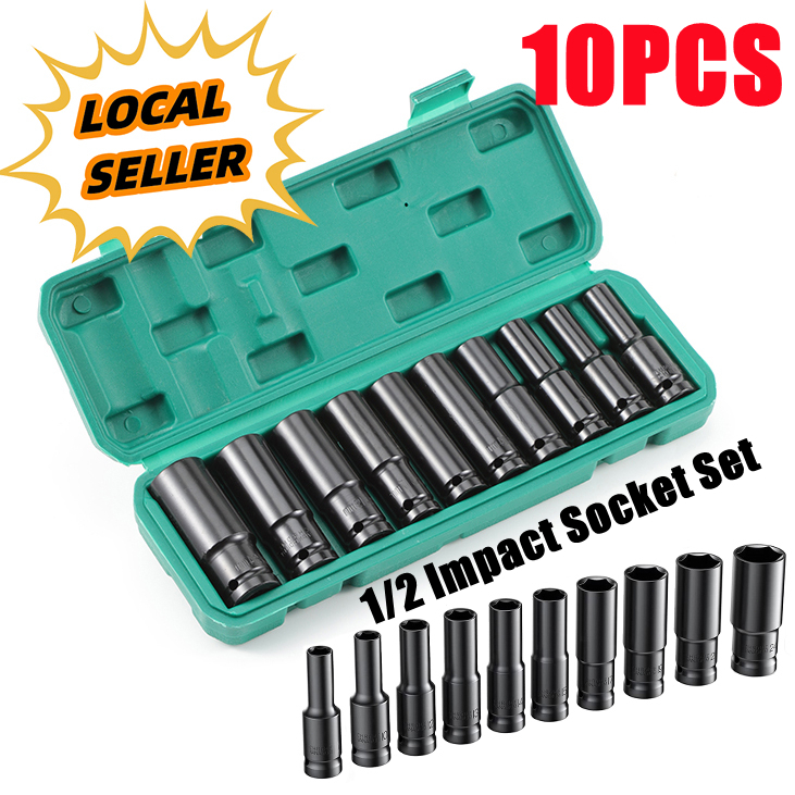 Impact Wrench Socket 10 pcs Set 1/2'' Electric Power Tool Hex Socket
