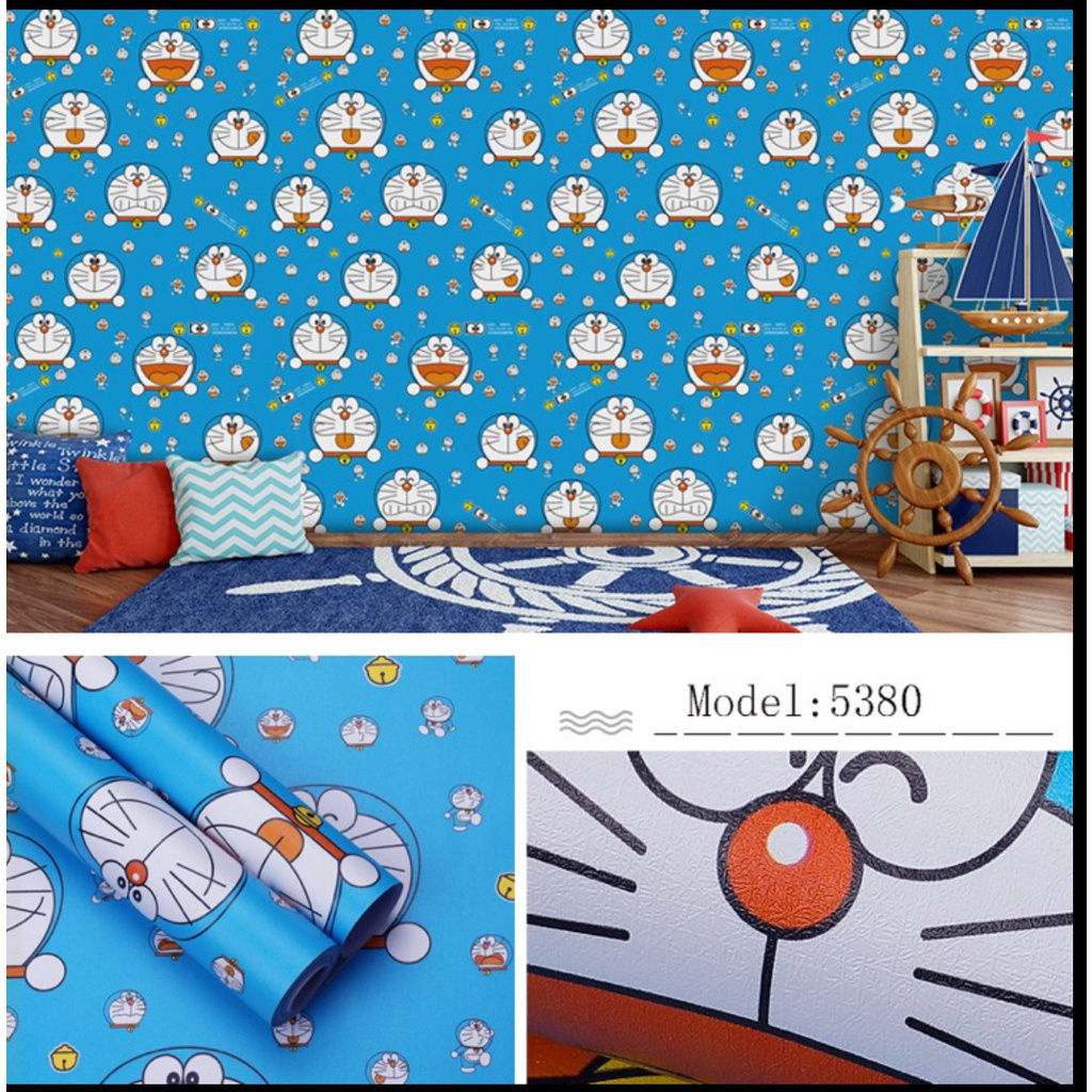 Aceking Wallpaper Dark Blue Doraemon Wall Sticker PVC Waterproof Home