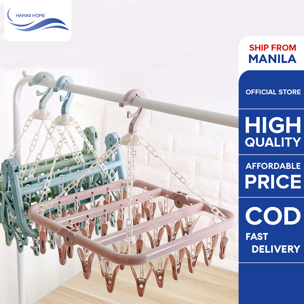 Hawaii Home 32 Pcs Clips Clothes Socks Drying Rack Clips Hanger For