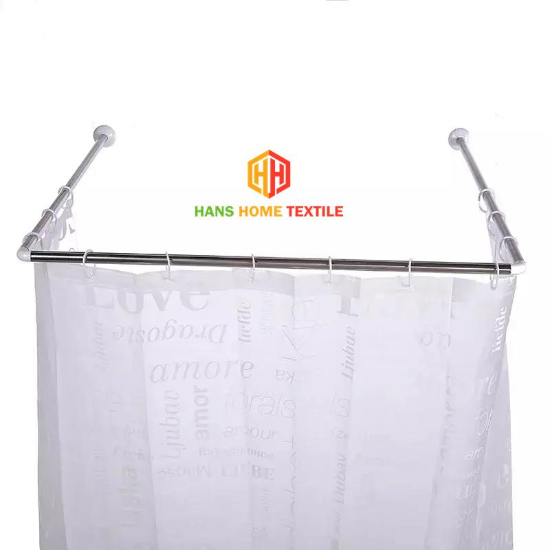 HANS Curved Corner Shower Curtain Rod U Shaped Suction Cups Bathroom