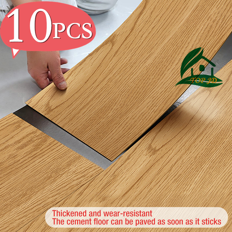 10PCS Wood Grain Thickened adhesive Floor Sticker Room home Waterproof ...