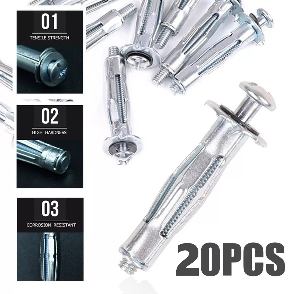 M4*32 Hollow Wall Metal Anchor 20 Kits Drywall Hollow Plug Fixing Nails