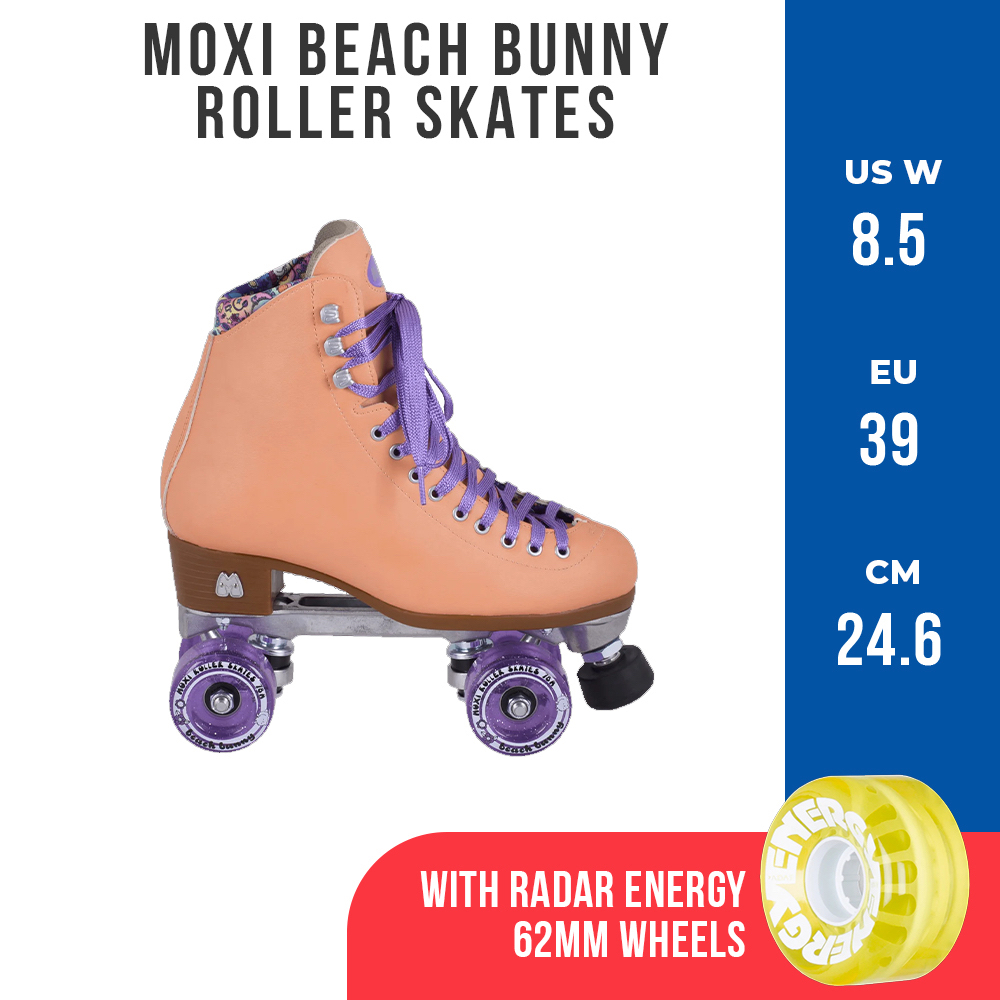 Moxi Beach Bunny Roller Skates (Size 7/ US 88.5/ EU 3839/ 24.6cm