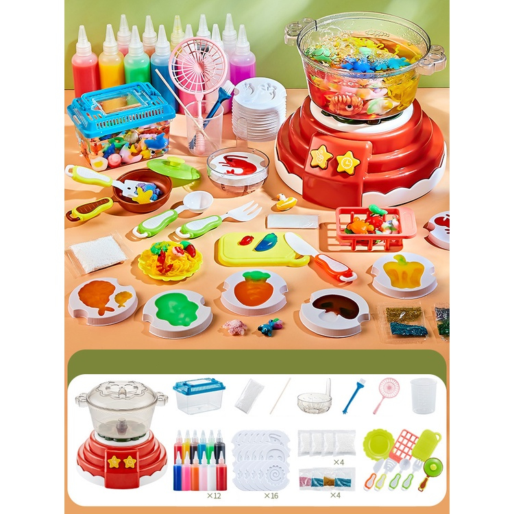 DIY Kitchen Hot Pot Maker Toys Pretend Play Cooking Set Magic Water ...