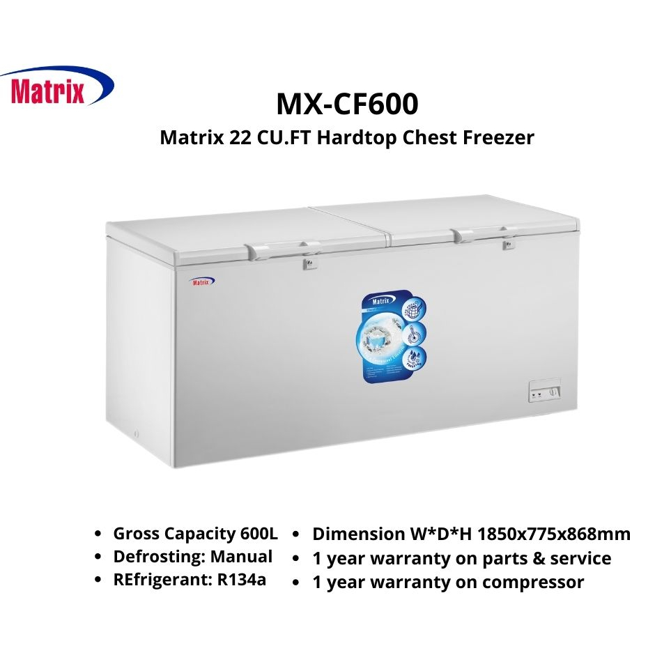 MXCF600 Matrix 22cuft 2door Hardtop Chest Freezer w/4 tray basket