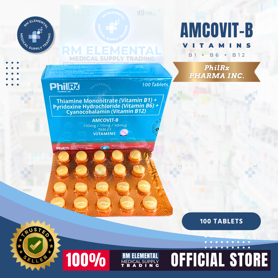 Amcovit-B Vitamin B-complex 100mg 100 Tablets B1+B6+B12 (New Packaging ...