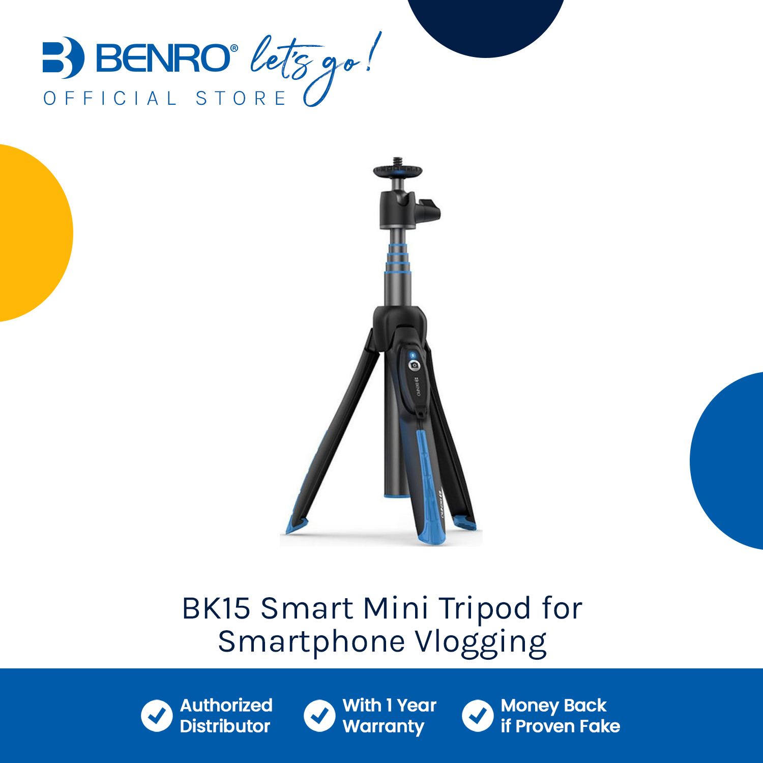 Benro Bk15 Tabletop Tripod And Selfie Stick For Smartphones Shopee