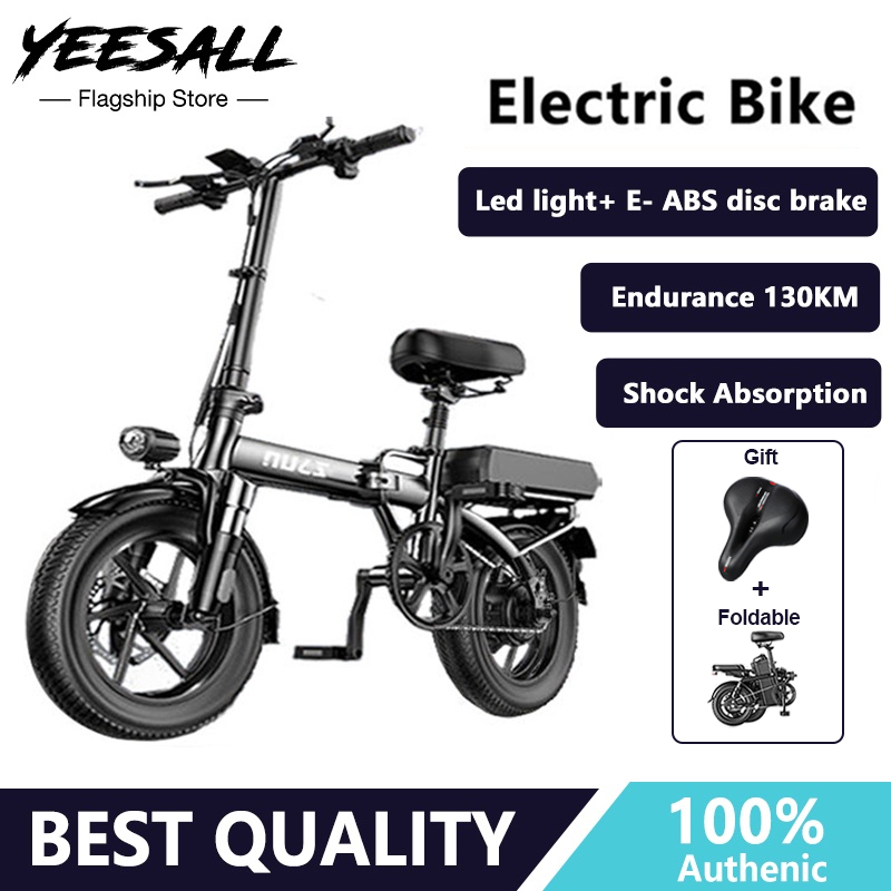 Yeesall 14 Inch Electric Bike 48V Foldable Bicycle E-Abs Front and Rear  Double Disc