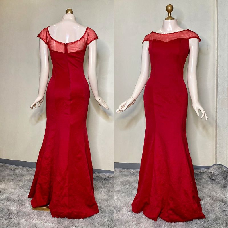 elegant simple red long gown Shopee Philippines
