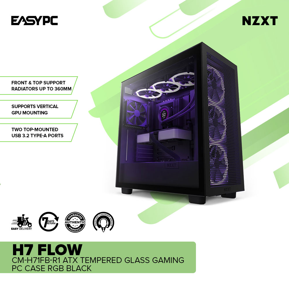 EasyPC| NZXT H7 Flow CM-H71FB-R1/ CM-H71FW-R1 ATX Tempered Glass Gaming ...