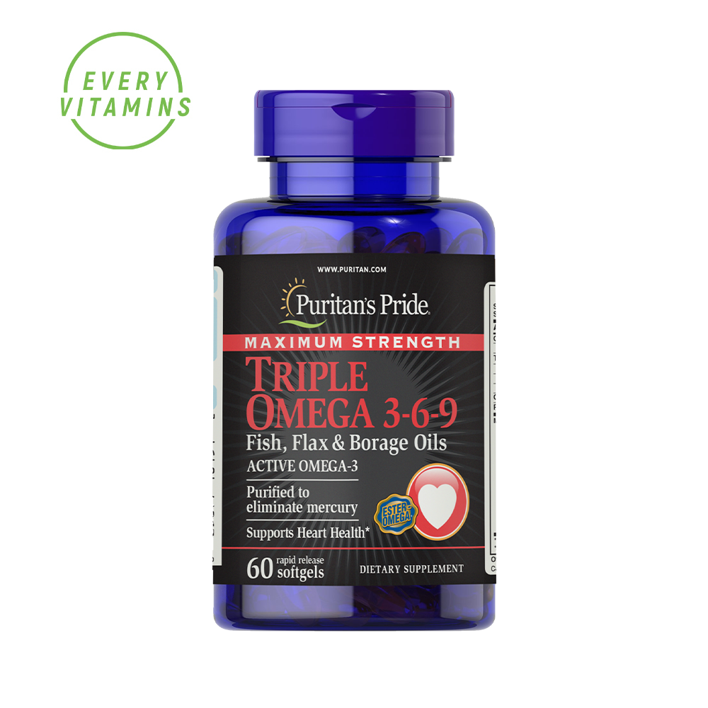 Triple Omega 369 Fish, Flax & Borage Oils Maximum Strength 60 Softgels Every Vitamins Shopee