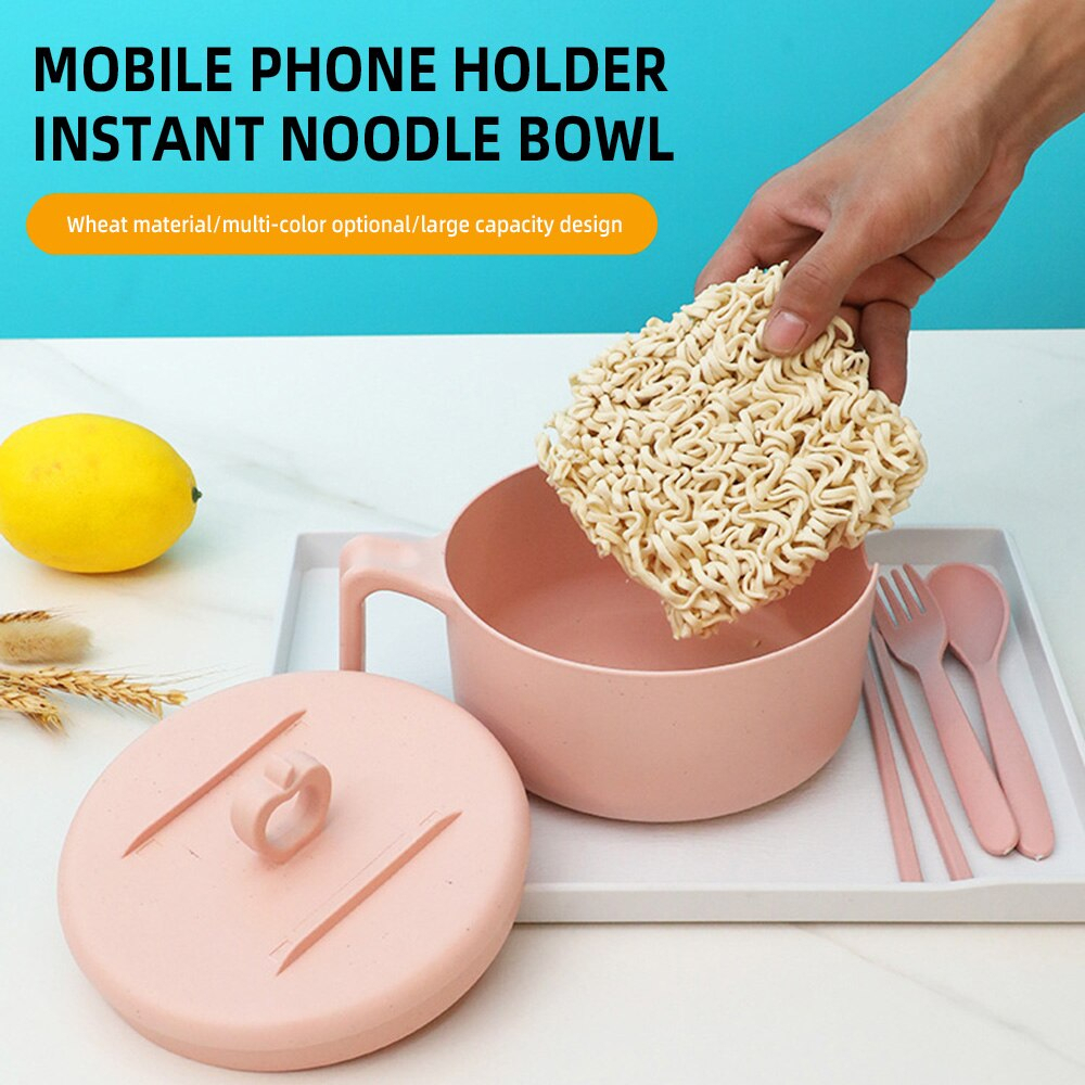 Instant Noodle Bowl Insulated Ramen Soup Bowl with Lid and Drainage