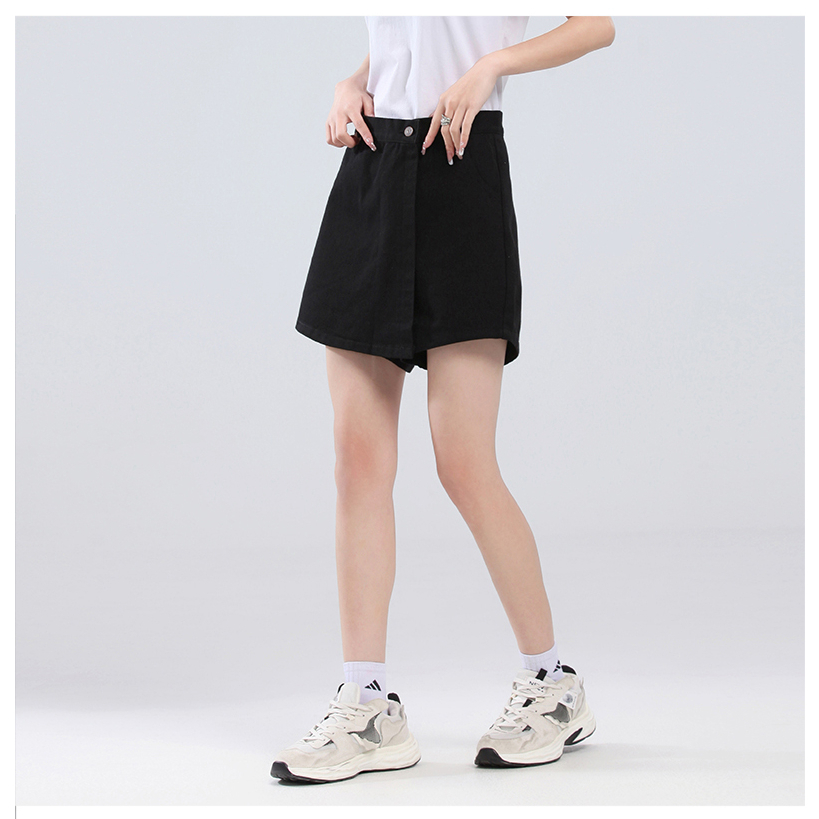 Kpop fashion high-waisted denim maong shorts jeans loose slim folded ...