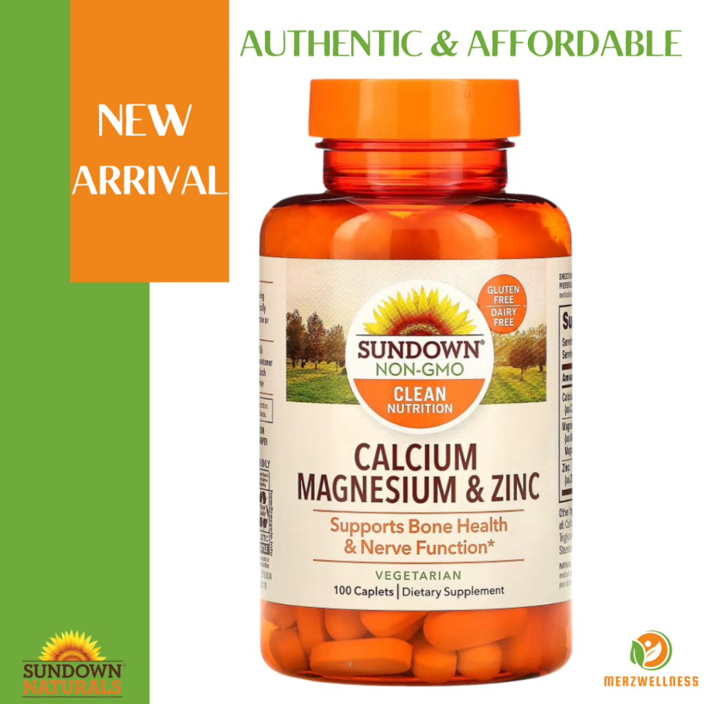 Sundown Naturals, Calcium, Magnesium & Zinc, 100 Caplets Shopee