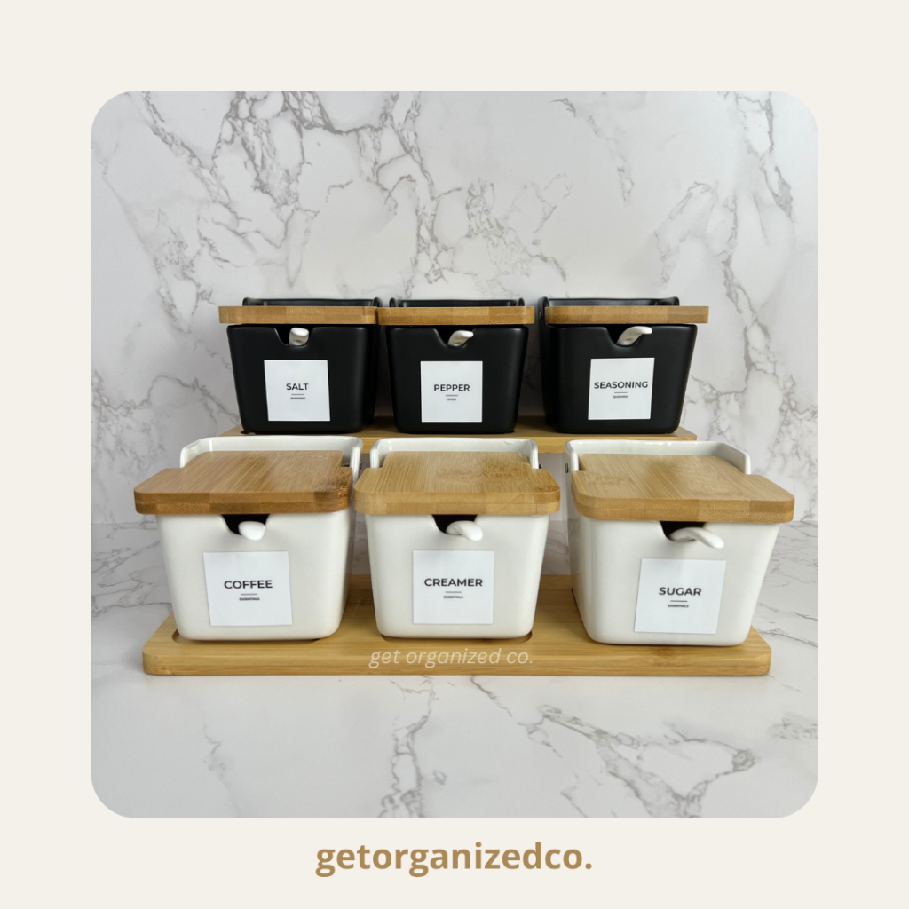 Cassia 3PC Square Ceramic Canister Set Seasoning Set Canisters with Bamboo  Lid and Ceramic Spoon