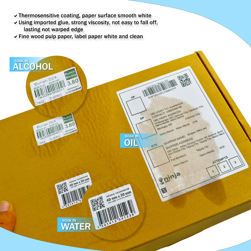 Thermal Sticker for Waybill Sticker and Labelling 100x150mm Roll/Fold ...