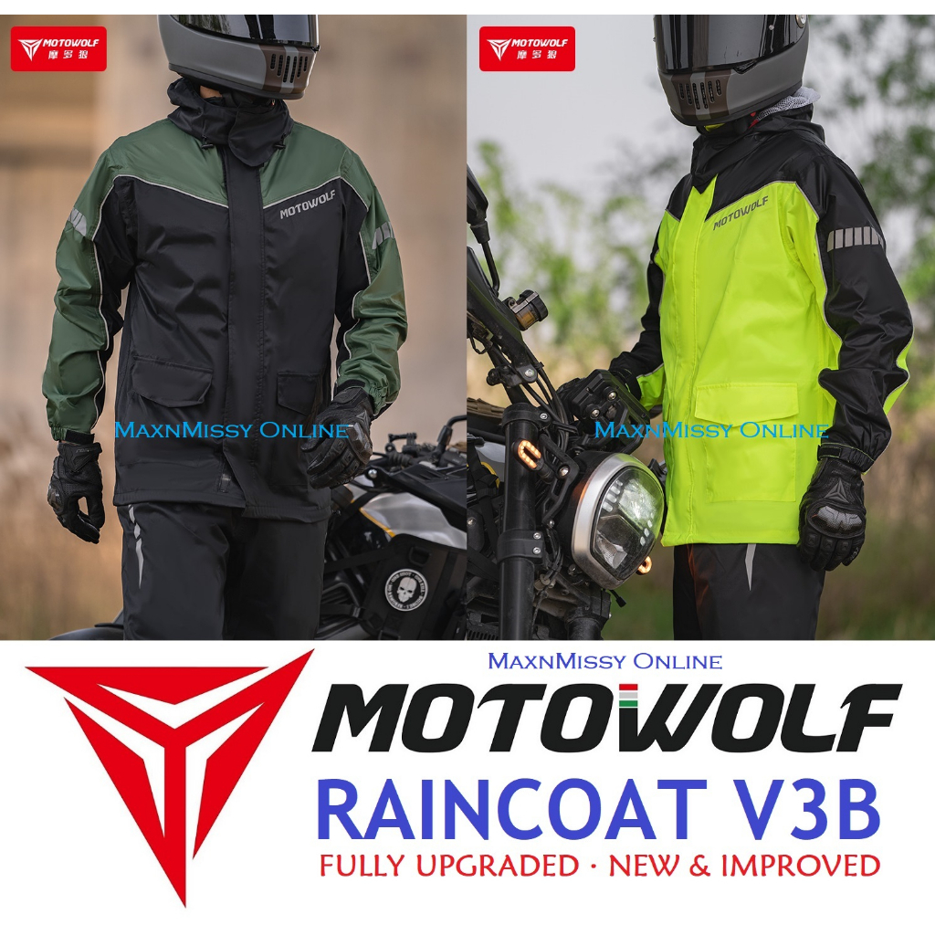 MOTOWOLF® V3B Raincoat UPGRADED Design / Raincoat And Pants W/ Attached ...