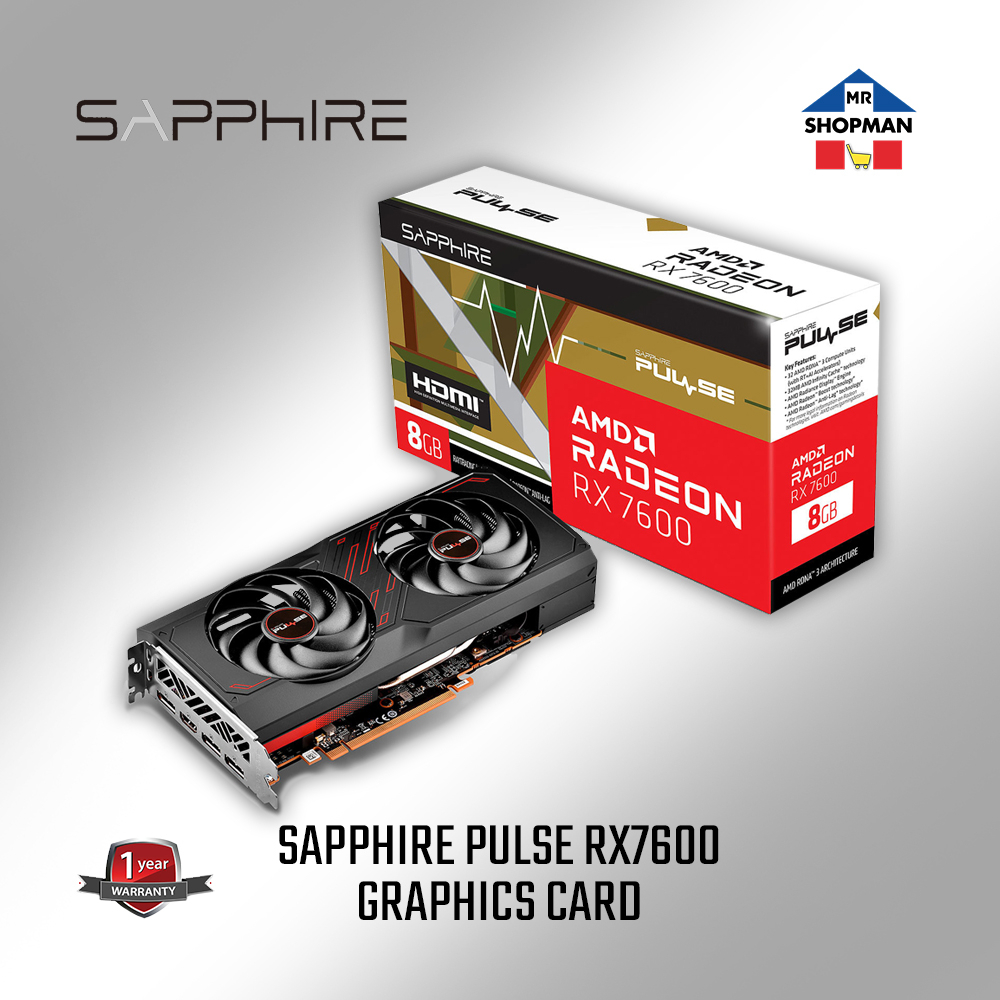 Sapphire PULSE AMD Radeon RX 7600 Gaming OC 8GB Graphics Card GPU ...