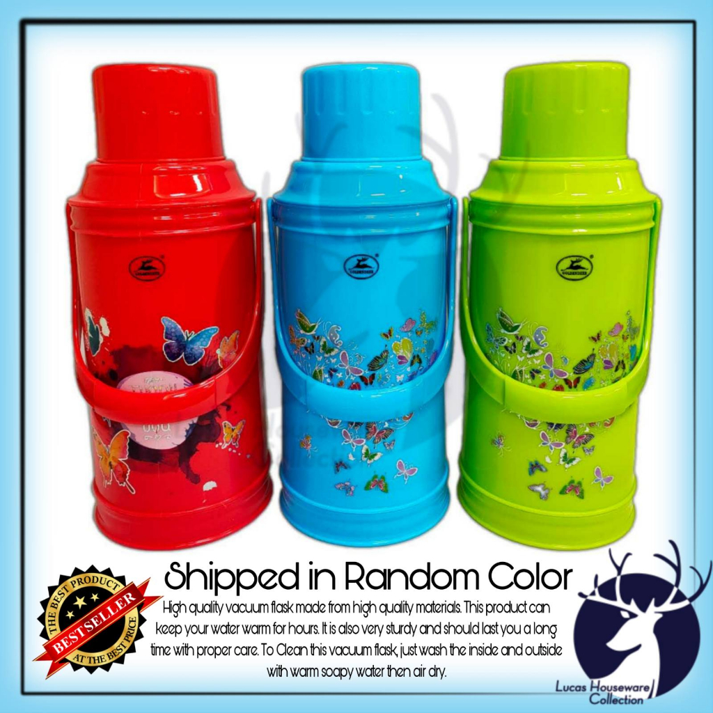 GOLDEN DEER JUMBO PLASTIC THERMOS PLASTIC THERMOS VACUUM FLASK  FULLY INSULATED BOTTLE #GD