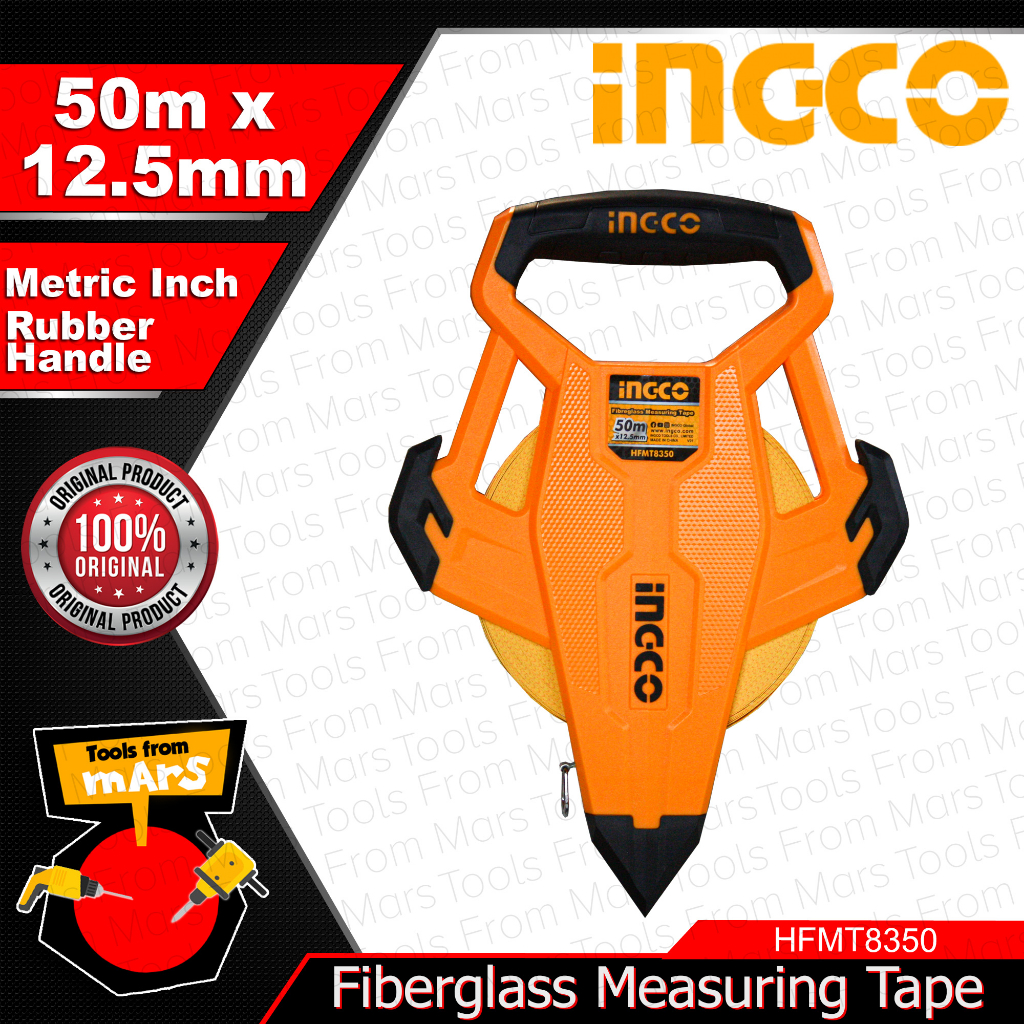 INGCO Fiberglass Measuring Tape 20M-50M Wheel Tools Metric & Inch Meter ...