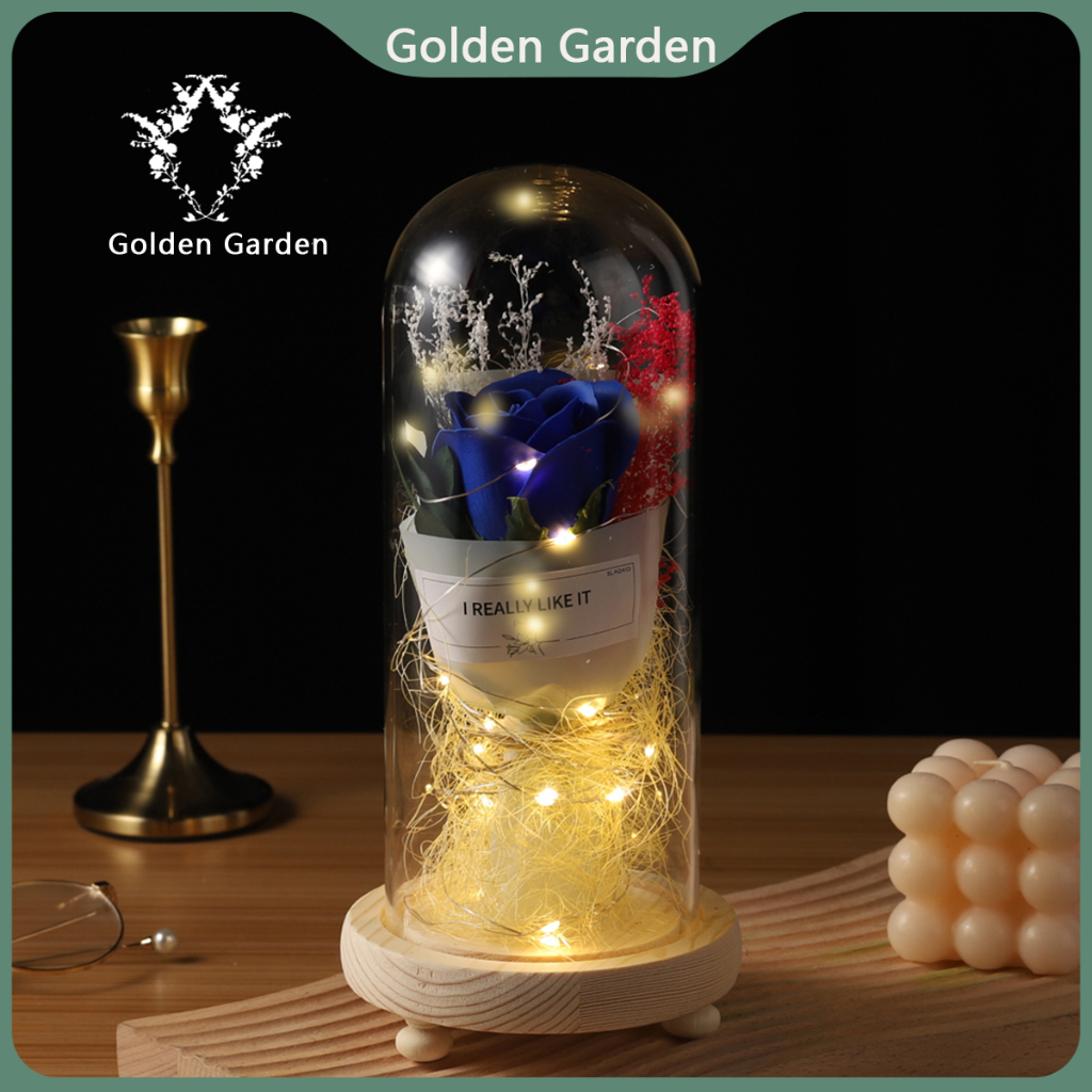 eternal rose with led light in glass Enchanted Rose Flower Lamp Led