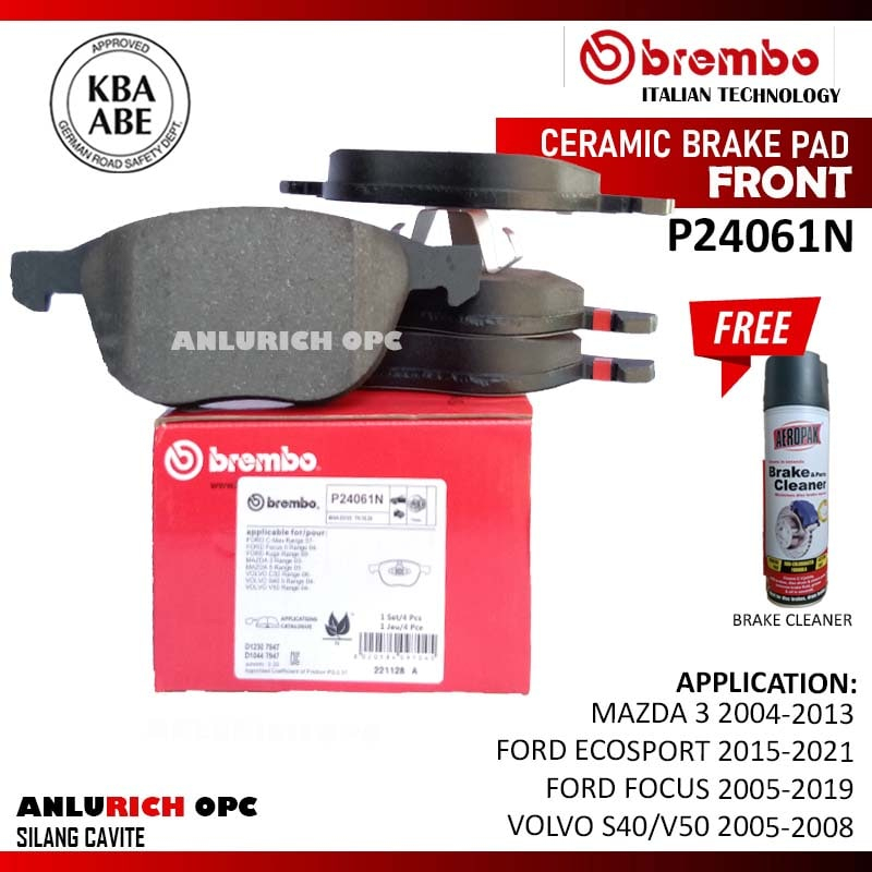 BREMBO BRAKE PADS FRONT MAZDA 3 20042013/ECOSPORT 20152021/FOCUS 2005