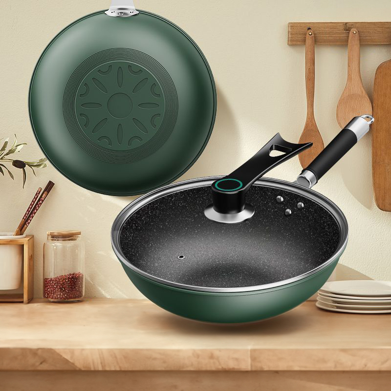 Non-stick Medical Stone Wok Pan - 30cm/32cm Kitchen Frying Pan for Gas ...