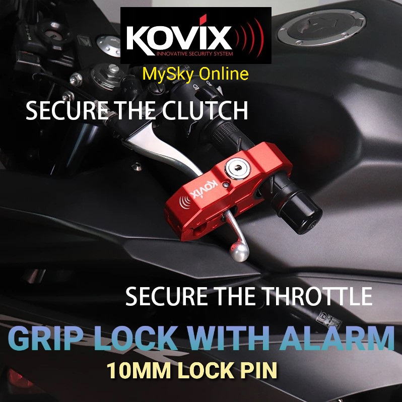 KOVIX GRIP LOCK WITH ALARM for Motorcycle or Electric Motorcycle IP67