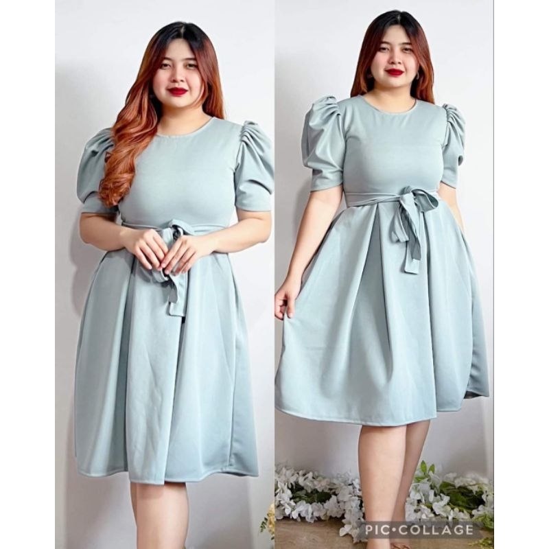 Sheena Midi Dress Puff Sleeve (s-l) 