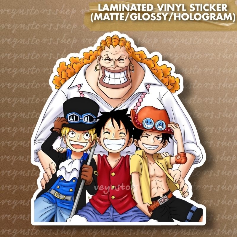 ONE PIECE CURLY DADAN WITH ACE LUFFY SABO • LAMINATED