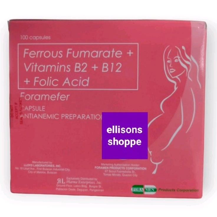 Ferrous + Vitamin B + Folic Acid 100 Capsules | Shopee Philippines