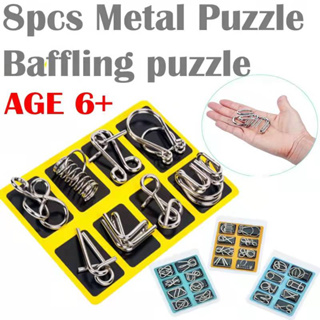 8 Sets Metal Brain Puzzles Primary Brain Teasers for Adults Kids, IQ