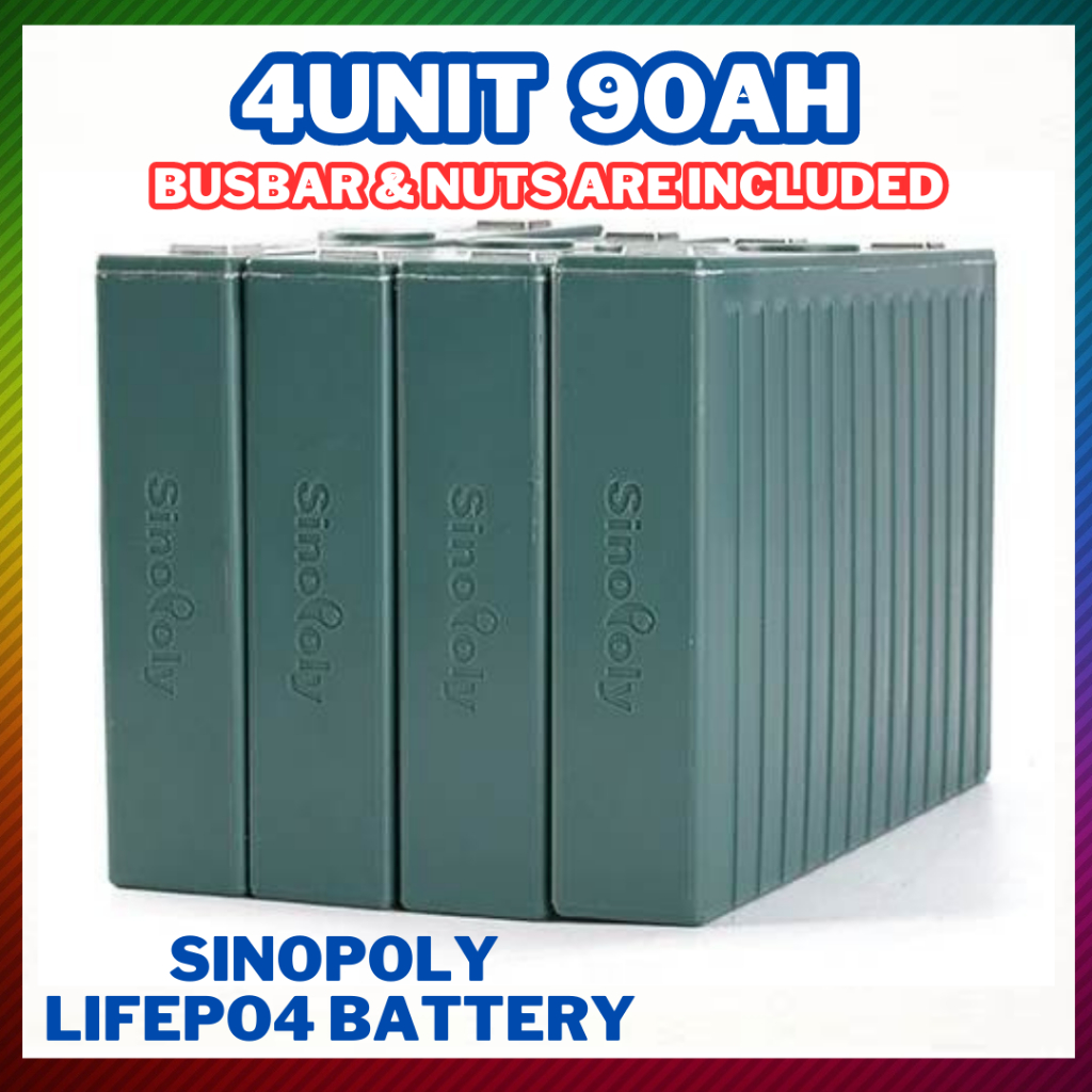 4PCS SINOPOLY 90AH 3.2v Lifepo4 Battery (4PCS+SCREWS+BUSBAR) & (4PCS+4S ...