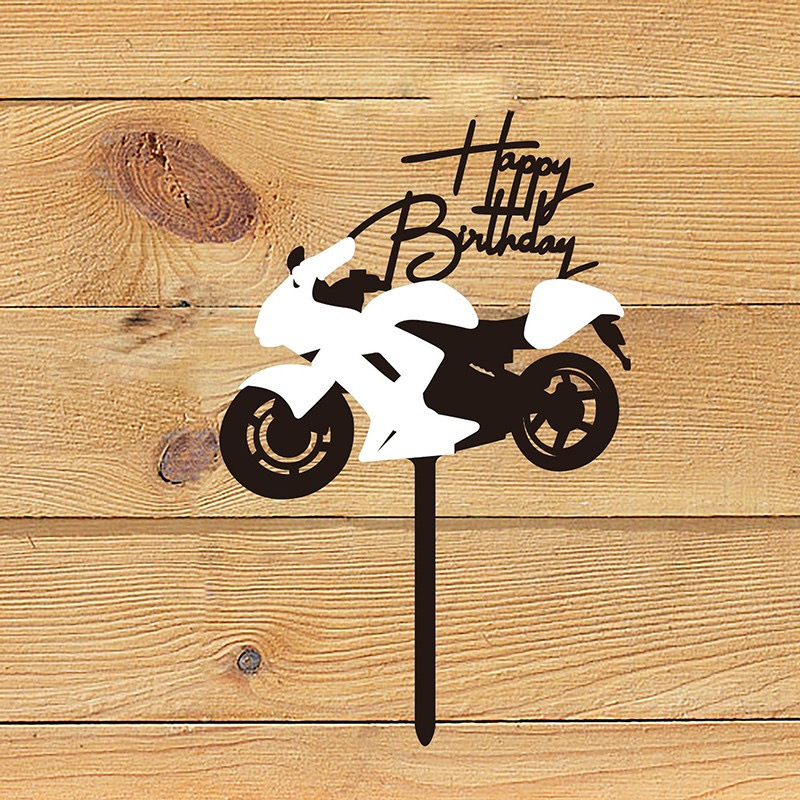 Acrylic Birthday Cake Topper Motorcycle Car Topper Party Dorec #CTM17 ...