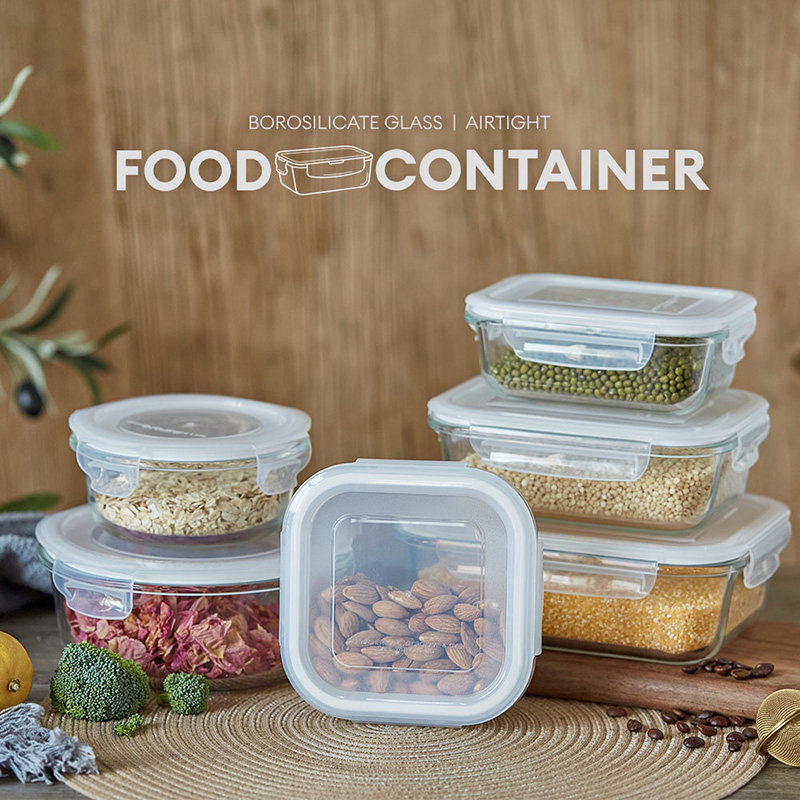 Borosilicate Glass Airtight Locking Lid Lunch Box Fresh Keeper Food ...