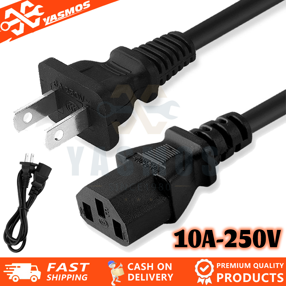 2-Pin 3-Head Ac CPU Power Cord Plug For PC Computer Host Monitor Rice ...