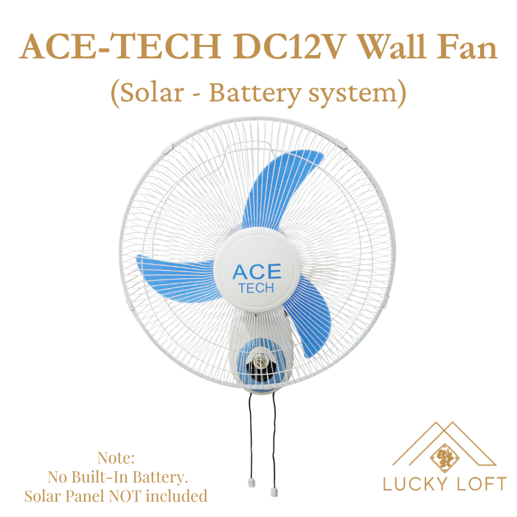 ACETECH DC12V Wall Fan 16" (Solar Battery system) SOLAR DC 12 VOLTS