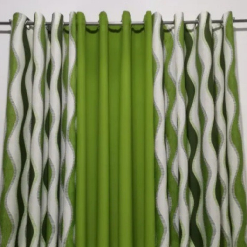 WANADO Spiral wave Green Ring Curtain Cretona Fabric sold per piece