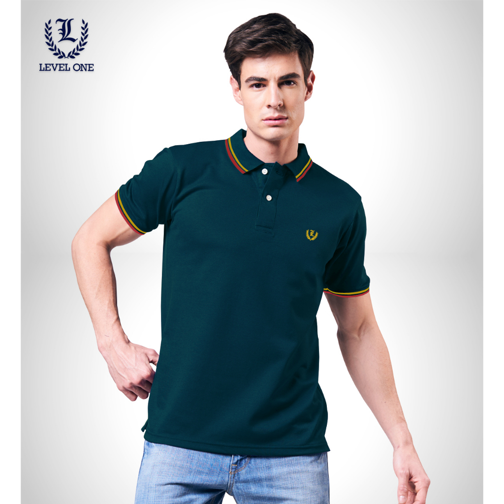 horizontal striped polo crest shirt